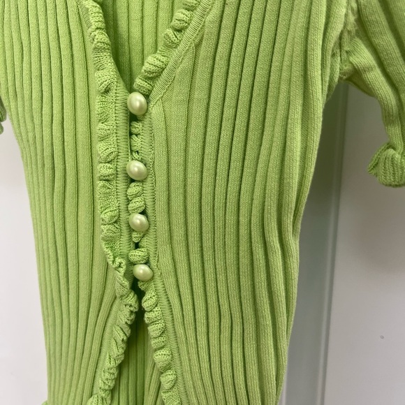 Princess Polly ribbed sweater pull over pearly buttons green size XS/S - Picture 2 of 5